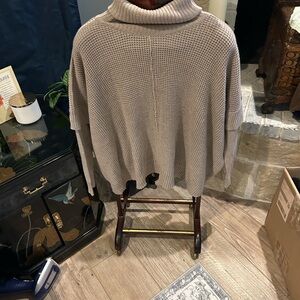 Cozy Women's Turtleneck Sweater in Taupe Oversized